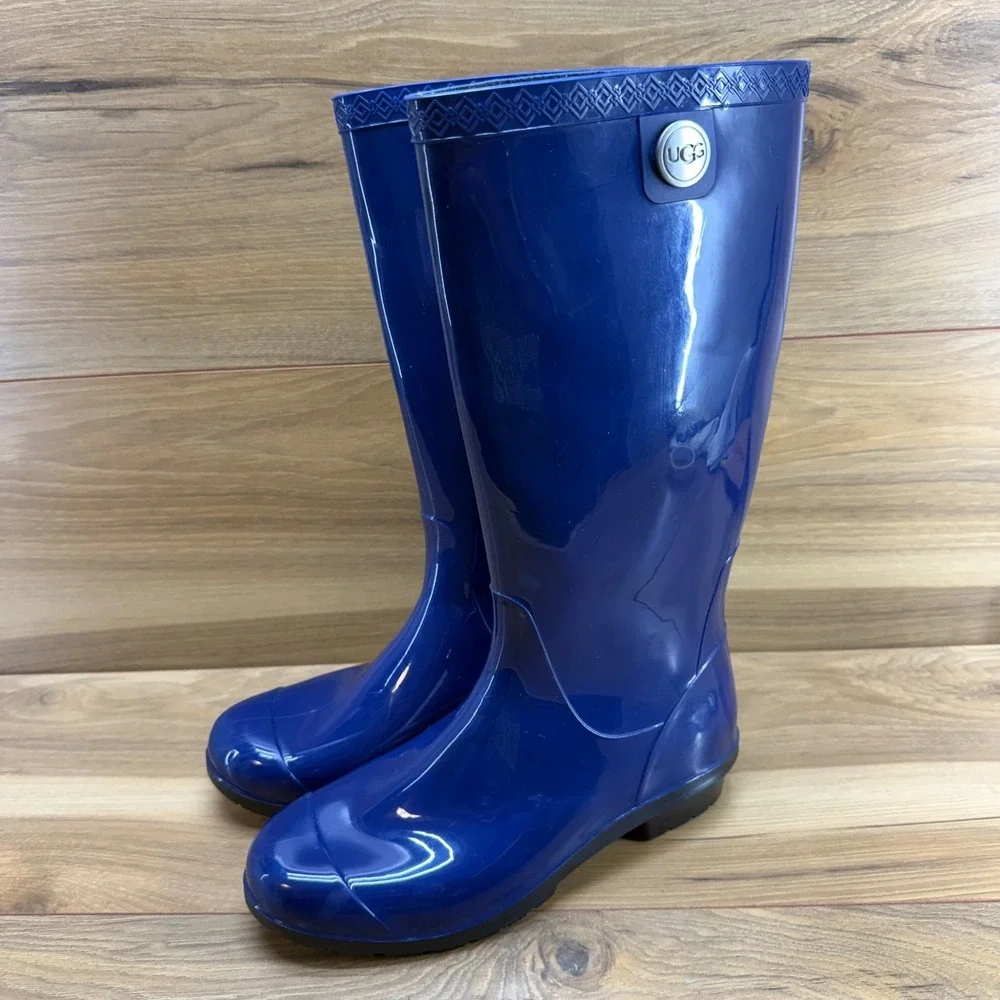 UGG Shaye Rain Boots Womens 6 Royal Blue Waterproof Rall Rubber Mid Calf